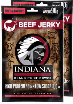 indiana beef jerky hot &amp; sweet 90 gram 2 x