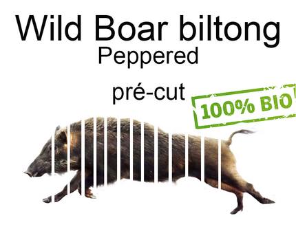 Wild boar biltong Peppered 300 gram gesneden