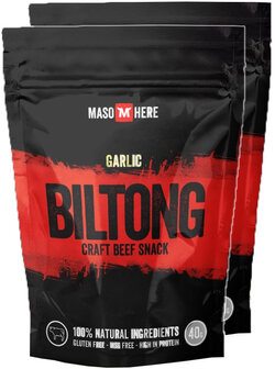 2 x Maso Here beef biltong Garlic 40 gram