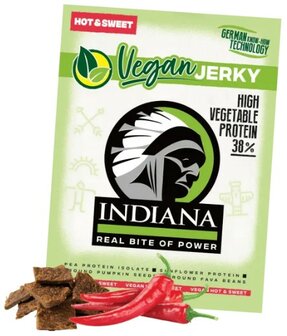 TIJDELIJK UITVERKOCHT - 2 x Indiana vegan jerky Hot &amp; Sweet 25 gram