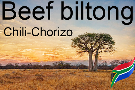 Zuid-Afrikaanse stijl beef biltong Chili-Chorizo 250 gram