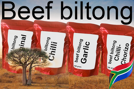 Moorcroft Mini-Testset: de 4 smaken Zuid-Afr. stijl beef biltong &agrave; 100 gram