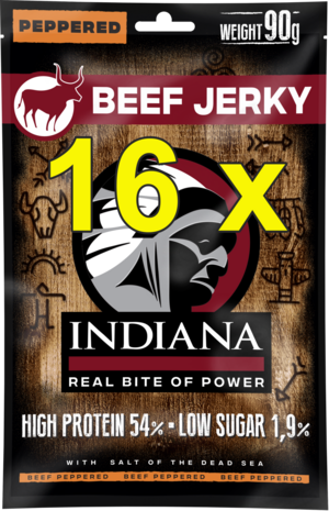 Indiana beef jerky peppered 90 gram 16 x