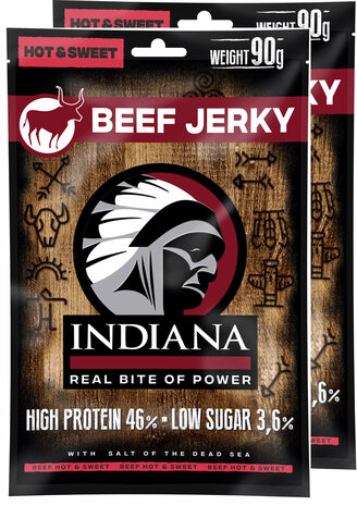 indiana beef jerky hot & sweet 90 gram 2 x