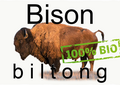 Bison biltong, price € 19,95 per 100 gram.