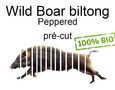 Wild boar biltong peppered pré-cut 300 gram
