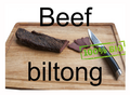 Beef biltong grote stukken, prijs is € 8,95 per 100 gram.